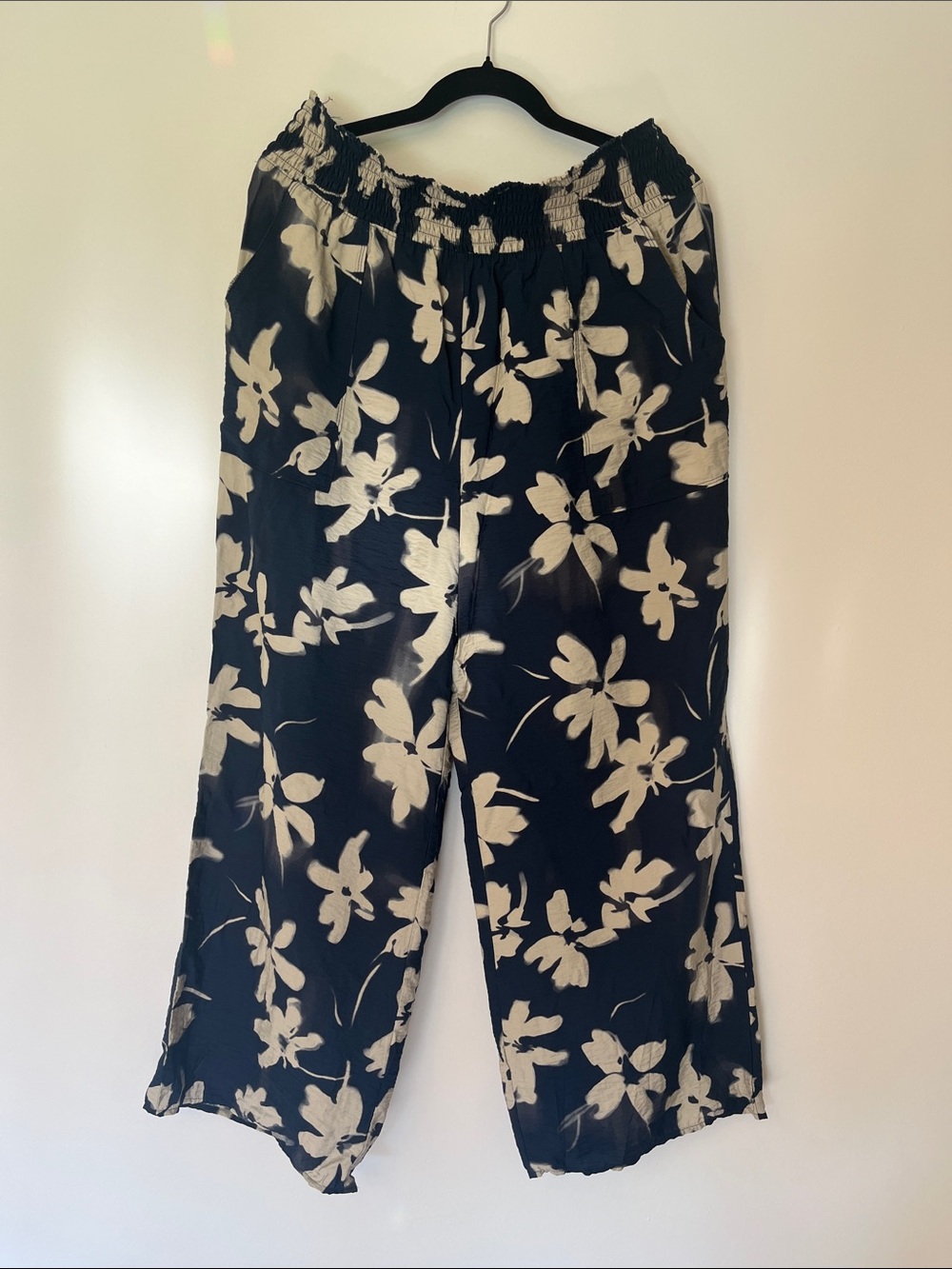 Navy Floral Pull-On Pants